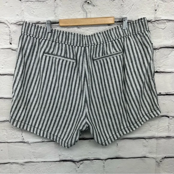 LANE BRYANT Shorts Plus 20 Stripes Linen Blend Stretch Waist Drawstring - Picture 7 of 8